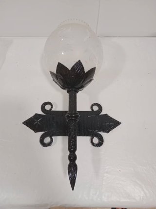 Aplique de pared forja y cristal