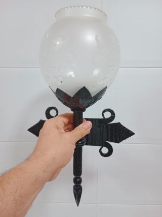 Aplique de pared forja y cristal