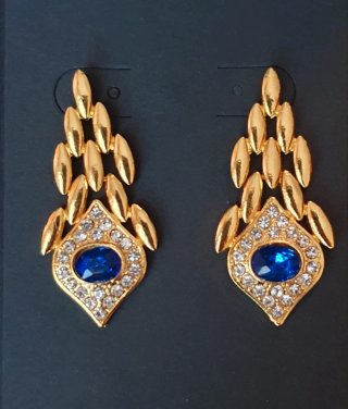 Elegantes pendientes dorados "Ojo azul protector"