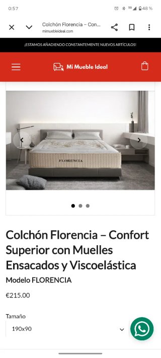 Colchón 150cm Florencia muelles ensacados
