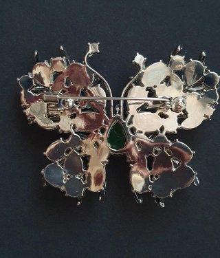 Broche Mariposa Verde y Plateado