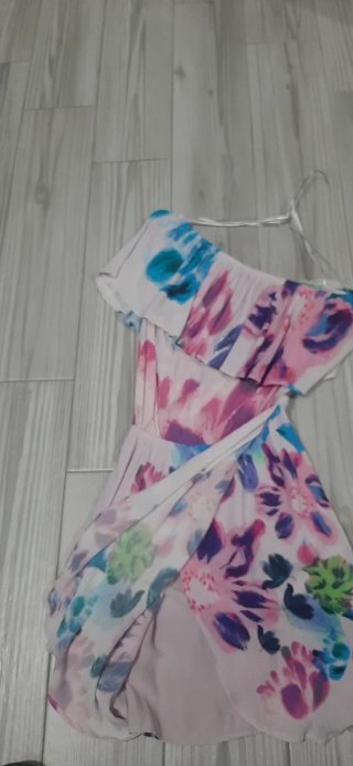 Vestito monospalla corto fantasia floreale