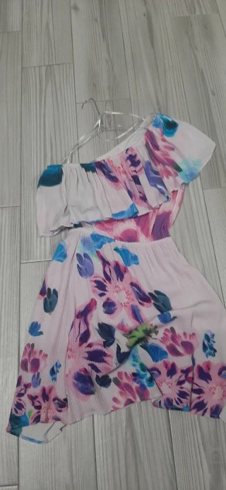 Vestito monospalla corto fantasia floreale