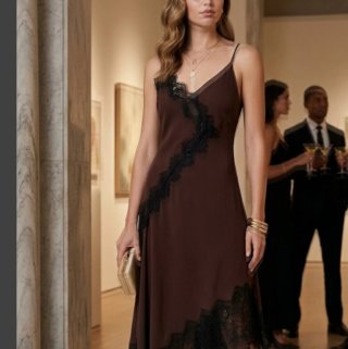 Vestido Zara lencero con encaje negro