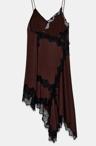 Vestido Zara lencero con encaje negro