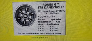 Llantas gt daneyrolle renault 8 alpine a110