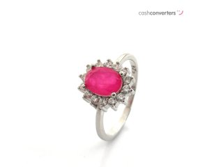 sortija plata 925mm con piedra con circonita