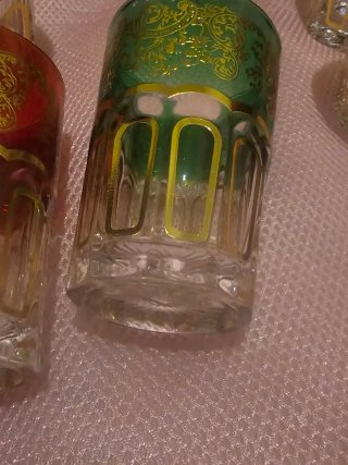 6 Vasos Té Moruno Vidrio Dorado