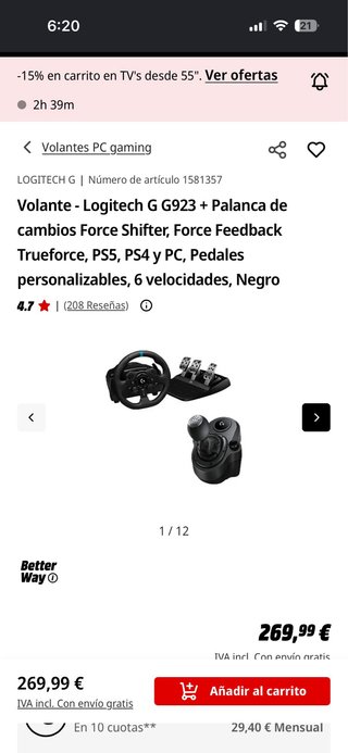 Volante Logitech G923 + Palanca Cambio