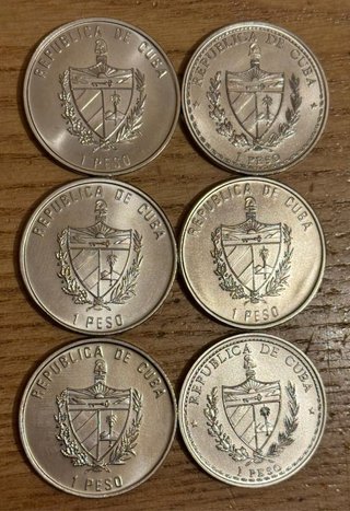 Lote Cuba 1 Peso 33 monedas