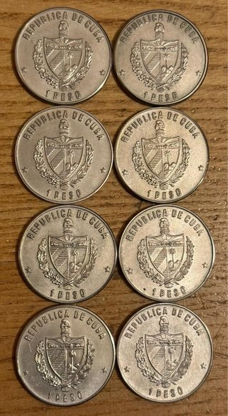 Lote Cuba 1 Peso 33 monedas