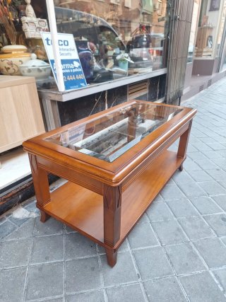 Mesa Centro Elevable Madera y Cristal