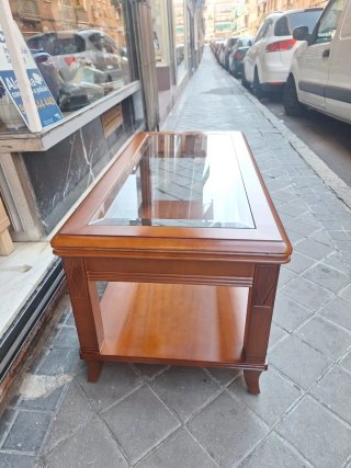 Mesa Centro Elevable Madera y Cristal