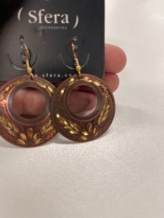 Pendientes aro Sfera cobre y dorado grabados