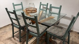 Mesa Comedor Cristal y Madera 160x90