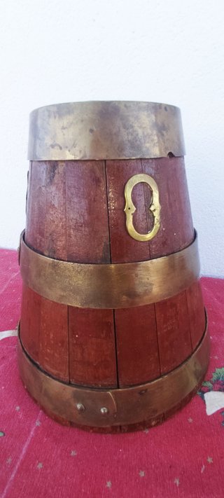Antigua Sella Gallega de Madera y Latón 33cm retro