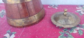 Antigua Sella Gallega de Madera y Latón 33cm retro