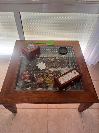 Conjunto Comedor Colonial Madera y Cristal