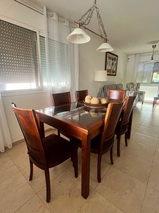 Conjunto Comedor Colonial Madera y Cristal