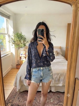 Camisa floral manga larga