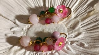Orecchini Murano fiori giada rosa verde acciaio