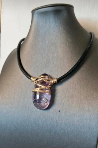 Collana Donna in Argento,Oro,Ametista e Diamante