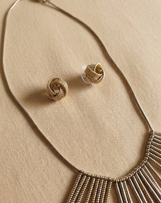 Conjunto Dorado Pendientes Collar Vintage