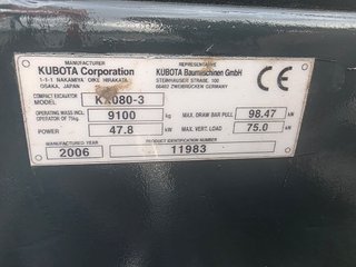 Excavadora Kubota KX080-3