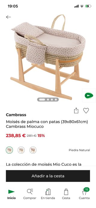 Moisés mimbre con soporte