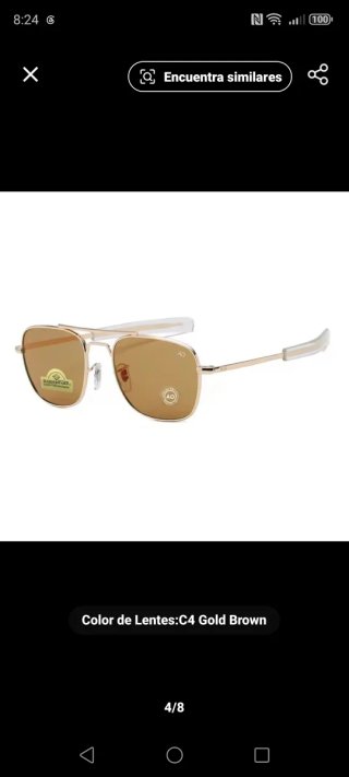 Gafas de sol piloto AO doradas y verdes
