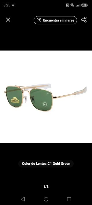 Gafas de sol piloto AO doradas y verdes