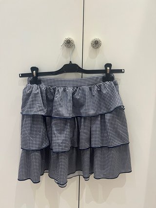 Falda Zara cuadros azul y blanco