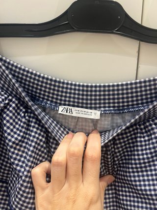 Falda Zara cuadros azul y blanco