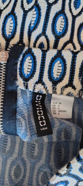 Minigonna H&M fantasia geometrica blu/bianca