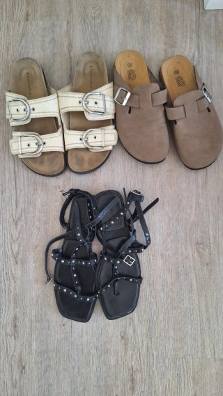 Lote 3 pares sandalias y zuecos verano