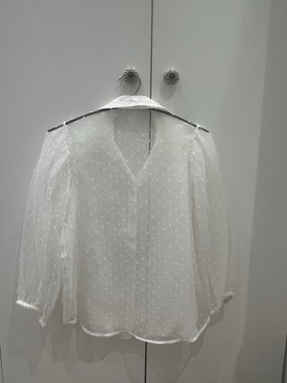 Camisa Zara Blanca Transparente Volantes