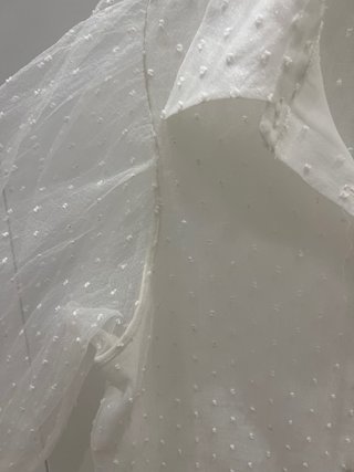Camisa Zara Blanca Transparente Volantes
