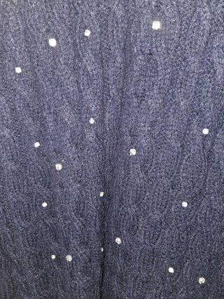 Vestido-Jersey Azul con Perlas