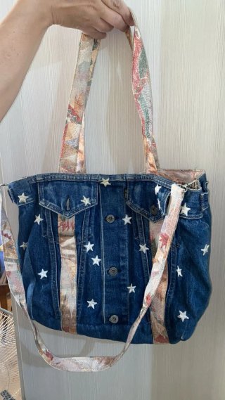 Borsa artigianale jeans con stelle