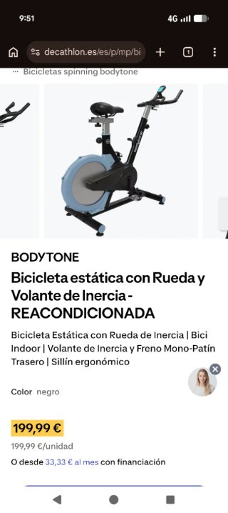 Bicicleta Estática Bodytone Reacondicionada