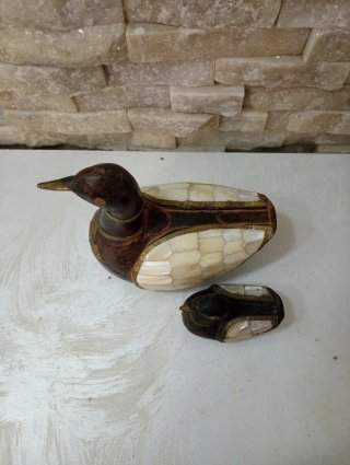 Coppia Antiche Papere Legno Madreperla