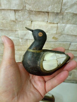 Coppia Antiche Papere Legno Madreperla