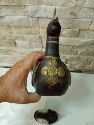 Coppia Antiche Papere Legno Madreperla