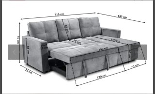 Sofá cama gris de tela