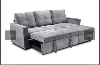 Sofá cama gris de tela