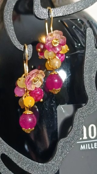 Orecchini Lampone, Arancione Giada Acciaio