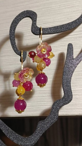 Orecchini Lampone, Arancione Giada Acciaio
