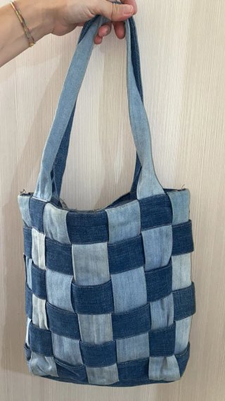 Borsa shopper in denim fatta a mano