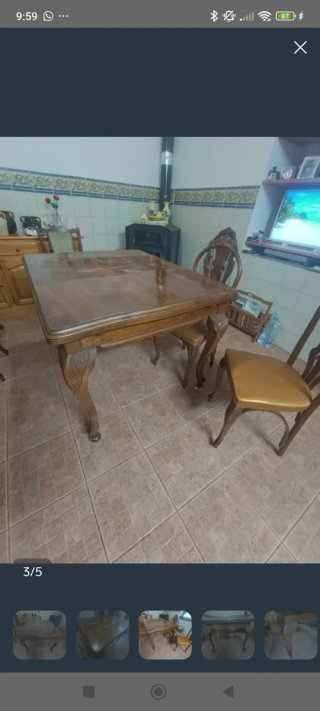 Mesa extensible madera maciza patas talladas