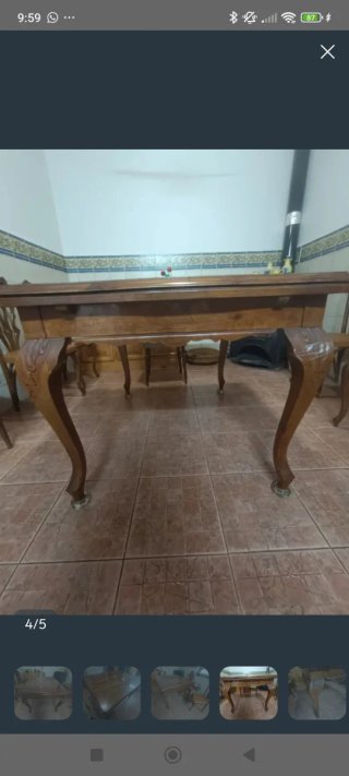 Mesa extensible madera maciza patas talladas